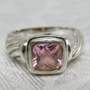 Vintage 925 Sterling Silver & Pink CZ Ring